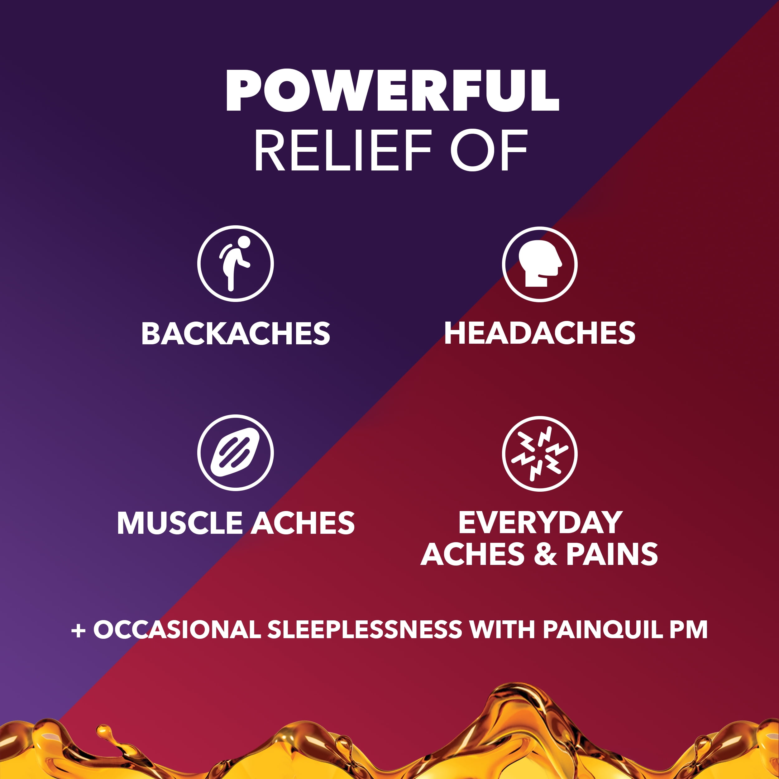 Vicks PainQuil Pain Relief and Nighttime Sleep Aid Liquids, Acetaminophen 1000mg, Honey, 2x12oz
