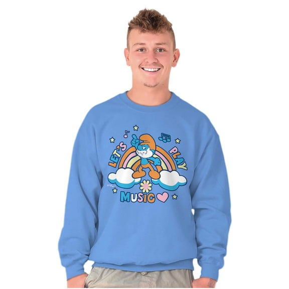 Retro Papa Smurf Lets Play Music Sweatshirt for Men or Women Brisco Brands S