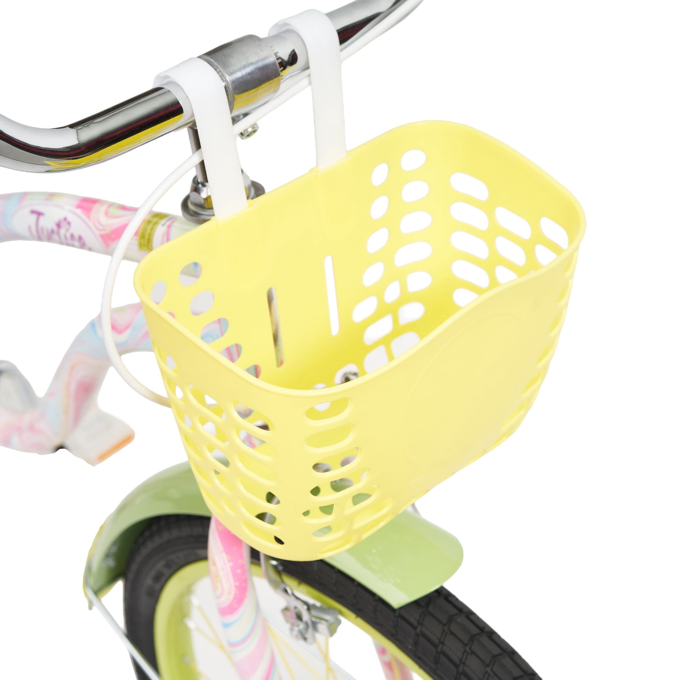 Justice Boardwalk Brights 20” Cotton Candy Swirl Cruiser Bike with Basket, Charms & Phone/Bottle Holder
