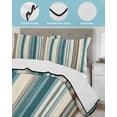 thumbnail image 4 of Quilts Twin Size, Turquoise Beige Soft Comforter Bedding Set for Bed, Boho Vertical Stripes Bohemian Retro Lightweight Quilted Bedspread with Pillow Cover(2 Pieces) for All Season, 68x86 Inch, 4 of 6