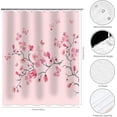 thumbnail image 2 of Pink Shower Curtain Cherry Blossom Shower Curtain Sakura Plum Blossom Cute Branch Ink Flowers Plant Pink Floral Butterfly Spring Bathroom Decor Set with 12 Hooks 72x72 inches, 2 of 6