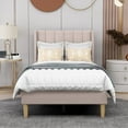 thumbnail image 2 of AGARTT Upholstered Platform Bed Frame Twin Size with Headboard and Footboard/Wooden Slats Support/No Box Spring Needed/Easy Assembly,Beige Linen, 2 of 12