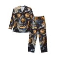 thumbnail image 1 of Balery Fiery Skull Trio Pijama para Hombre de Dos Piezas con Manga Larga, Conjunto de Dormir y Descanso Suave con Bolsillos-Medium, 1 of 1