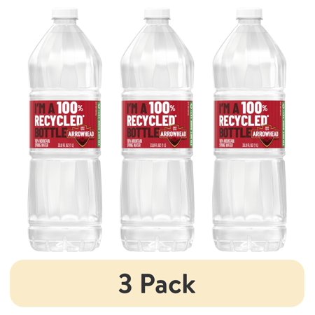 (3 pack) Arrowhead Mountain Spring Water, 1 Liter, Single Plastic Bottle
