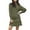 Army Green, variant on Sweaters for Women,FashionSolid Color Knit Dress with Color Block and Long Sleeve Comfortable Crew Neck Sweater Dress Combines Style with Cozy Warmth