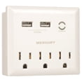 thumbnail image 6 of Merkury Innovations 3.1 Amp USB Wall Charger 3-Outlet Extender with 2 USB Charging Ports and Phone Stand, White, 6 of 9