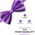 thumbnail image 2 of Purple Sequin Bowtie for Men - Pre-tied Adjustable Length Bow Tie, 2 of 8