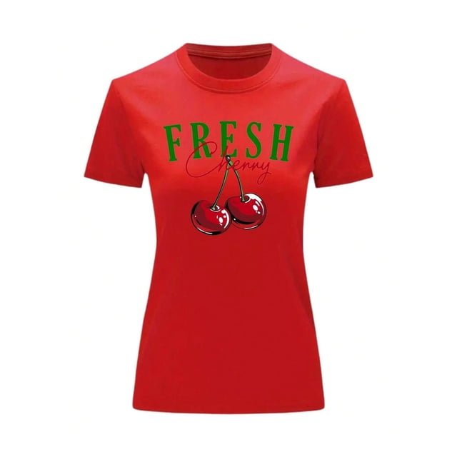 Playera Blusa De Cerezas Fresh Cherry Ropa Para Mujer Ropa Para Dama Color Rojo Talla Mediana Marca Emil SaEs