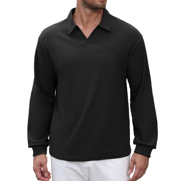 COOFANDY Long Sleeve Polo Shirts for Men Knit Polo Sweater Lightweight Ribbed Pullover Sweater for Men Casual Collared Shirts for Daily Life, Business and Sports in Autumn and Winter