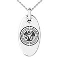 thumbnail image 1 of Stainless Steel Celtic Triskele Triskelion Triple Knot Engraved Small Oval Charm Pendant Necklace, 1 of 1