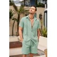 thumbnail image 3 of COOFANDY Men's Linen Sets 2 Piece Hawaiian Vacation Matching Shirt and Shorts Set, 3 of 6
