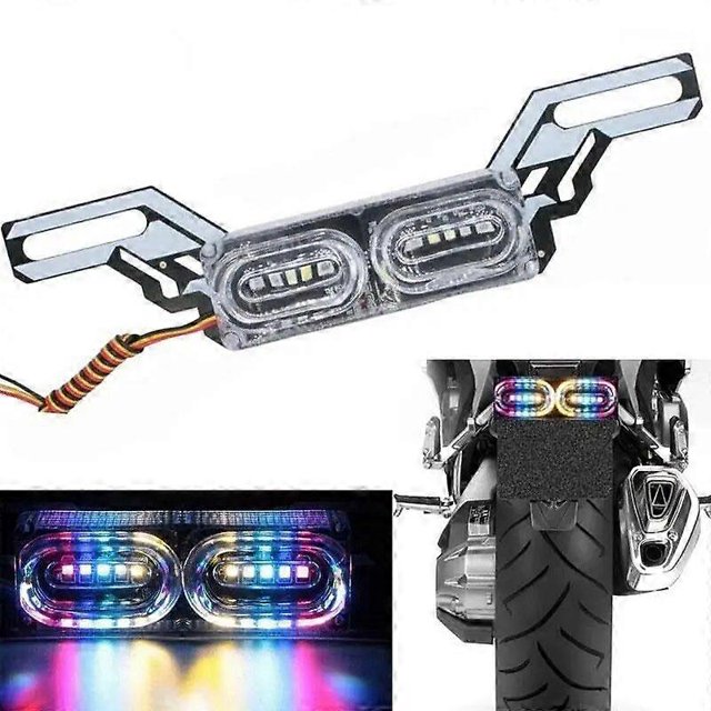 Motorcycle DRL Strobe Brake Lamp LED Flash Stop Light Flow RGB Colorful LED License Plate Tai Police Warning Day Light DC 12V