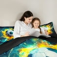 thumbnail image 4 of Manfei Sport Game Gaming Bedding Comforter Set,Kids Soccer Football Twin Comforter Sets,Orange Cyan Black Bedding Set For Teens,Breathable Home Decor Reversible,2pcs, 4 of 7