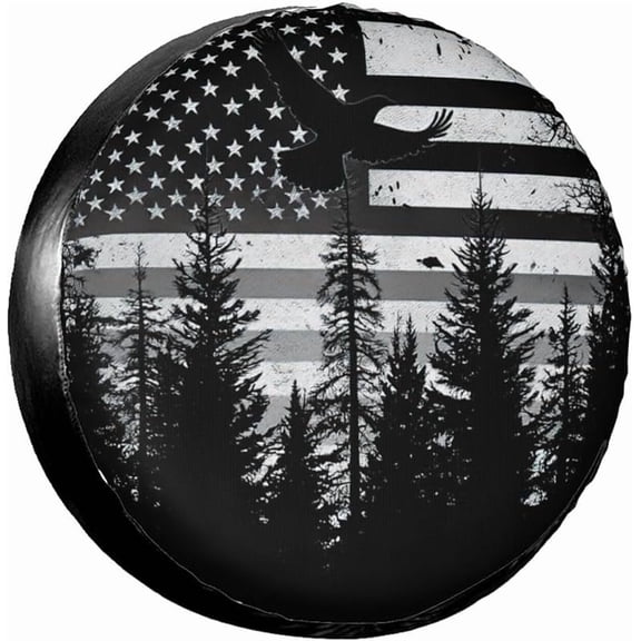 Independence Day American Flag Spare Tire Cover Wheel Protectors Dust-Proof Wheel Tire Cover Fit Trailer, Rv, Sand Many Vehicle