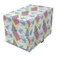 thumbnail image 1 of Retro Dog Crate Cover, Pastel Colored Funky Geometrical Shapes from Eighties and Nineties Memphis Style, Easy to Use Pet Kennel Cover for Medium Large Dogs, 35" x 23" x 27", Multicolor, by Ambesonne, 1 of 6