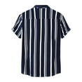 thumbnail image 4 of Toimothcn Mens Polo Shirts Lapel Short Sleeve Casual Striped Polo Shirts Buttons Up Breathable Loose Fit Sports Shirts Comfy Men'S Clothes, 4 of 7