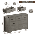 thumbnail image 4 of Farmhouse 7 Drawer Dresser for Bedroom, 51" Wide Chest of Drawers, Wooden Dresser TV Stand, Storage Dressers Organizer for Bedroom, Living Room, Hallway, Gray, 4 of 8