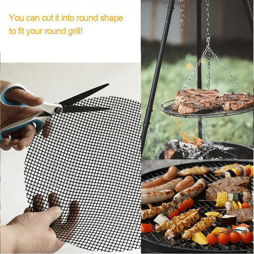 NO-Stick™ BBQ Grill Mesh Mat 3 Pack For Grilling Mats Fish Vegetable Smoker 