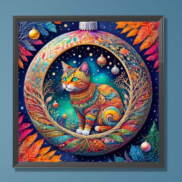 Cuadros Decorativos Pintura de diamante 5D DIY Kit de gato de taladro redondo completo Decoración para el hogar Artesanía (A7646) Wdftyju embutido en tela