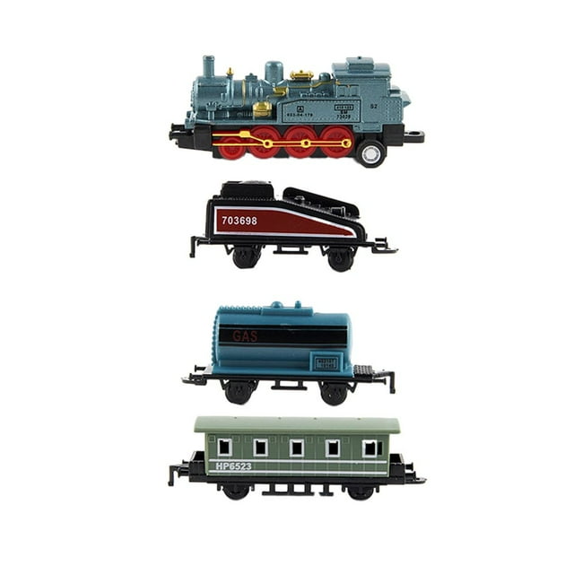HLONK 4 Pcs Voitures Jouets en Alliage Rétro Train à Vapeur Modèle à Rétrofriction Ensemble de Jouets pour Garçons Cadeaux (Bleu Ciel)