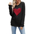 thumbnail image 1 of Winter Autumn Casual Loose Sweater for Women Crew Neck Knitted Jumpers Long Sleeve Heart Pattern Pullover Top Knitwear Purple XL, 1 of 4