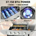 thumbnail image 2 of 3+1 Burner Propane Grill with Side Burner & Cover, 40,500 BTU Electronic Ignition BBQ Gas Grill, Stainless Steel Barbecue Propane Grills with Cast Iron Grates & Swivel Wheels for Outdoor and Patio, 2 of 9