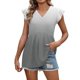 thumbnail image 1 of Craaazy Ladies Oversized Short Sleeve Tunic Tops, Lightweight Casual Shirt, V Neck Ruffle Sleeve Babydoll Blouse with Print for Everyday Outfits Gifts, 1 of 9