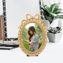 WHAMVOX Ornate Resin Oval Photo Frame with Bowknot Vintage-Inspired Photo Frame Wall Hanging and Tabletop Display Family Photos Frame