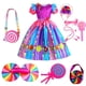 thumbnail image 2 of 2023 disfraz de caramelo arcoíris para niña, vestidos de princesa con estampado de piruleta con varita, ropa de cumpleaños ix zhangyuxiang unisex, 2 of 2
