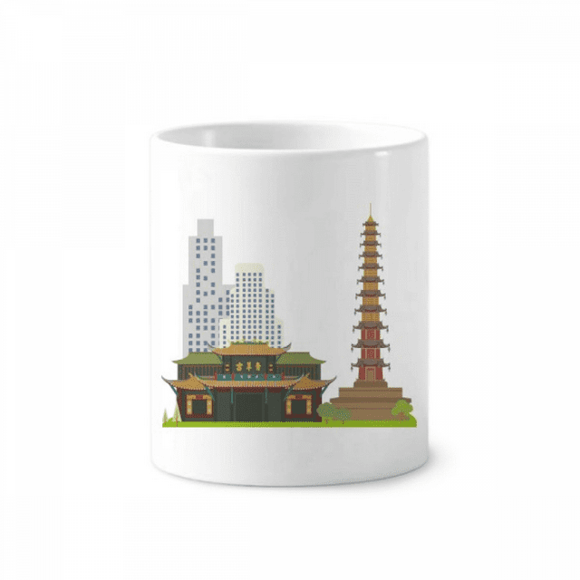 Architecture Qingyang Porte-Brosse à Dents Motif Chinois Porte-Stylo Tasse Cerac