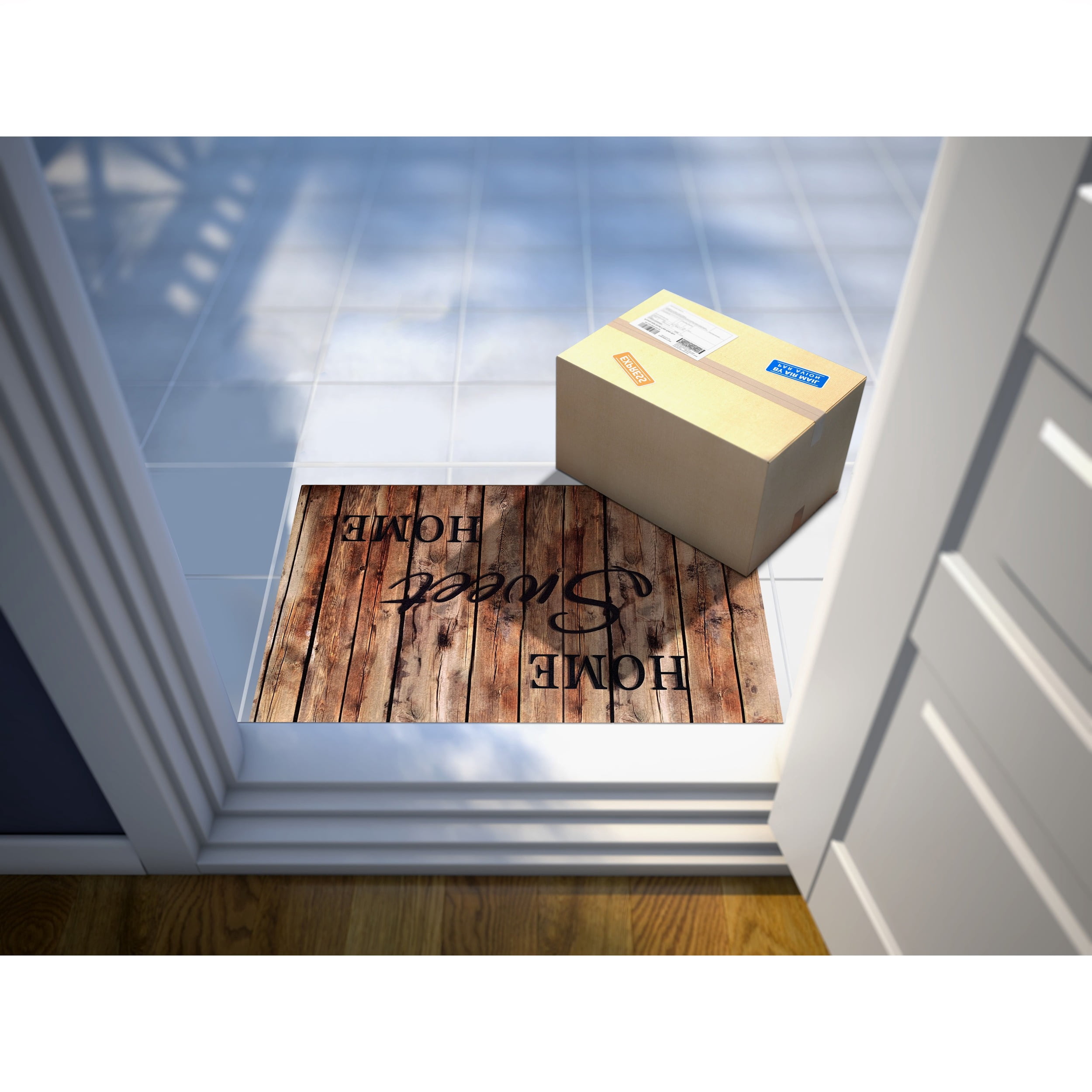 Achim Welcome Rubber Outdoor Doormat, Farmhouse Plank, 18" x 30"