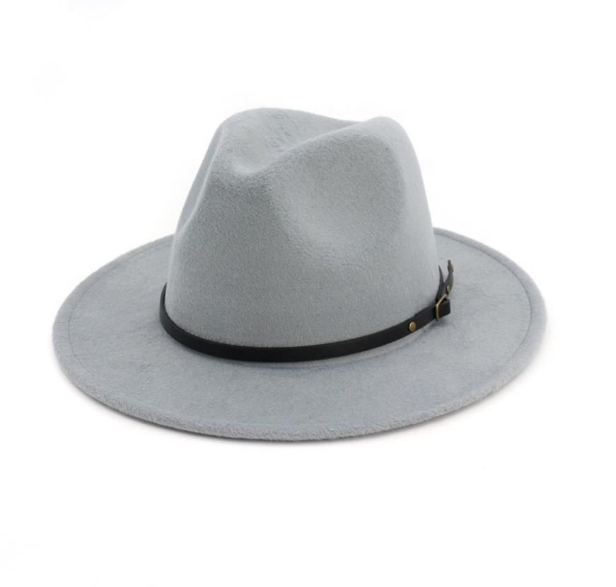 Men Women Felt Belt Buckle Fedora Hats 