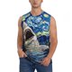 thumbnail image 1 of Fotbe Vintage Starry Sky Shark Men's Camiseta sin Mangas Estampada para Hombres, Playera Casual para Gimnasio, Entrenamiento, Playa-Large, 1 of 7