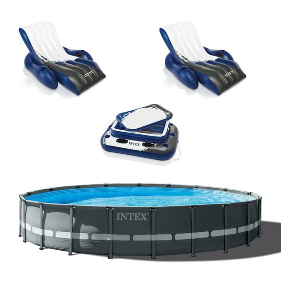 INTEX 24ft x 52in Ultra XTR Above Ground Swimming Pool, Floats (2 Pack), & Inflatable Cooler