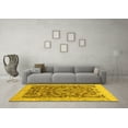 thumbnail image 3 of Ahgly Company Machine Washable Indoor Round Abstract Yellow Modern Area Rugs, 4' Round, 3 of 4
