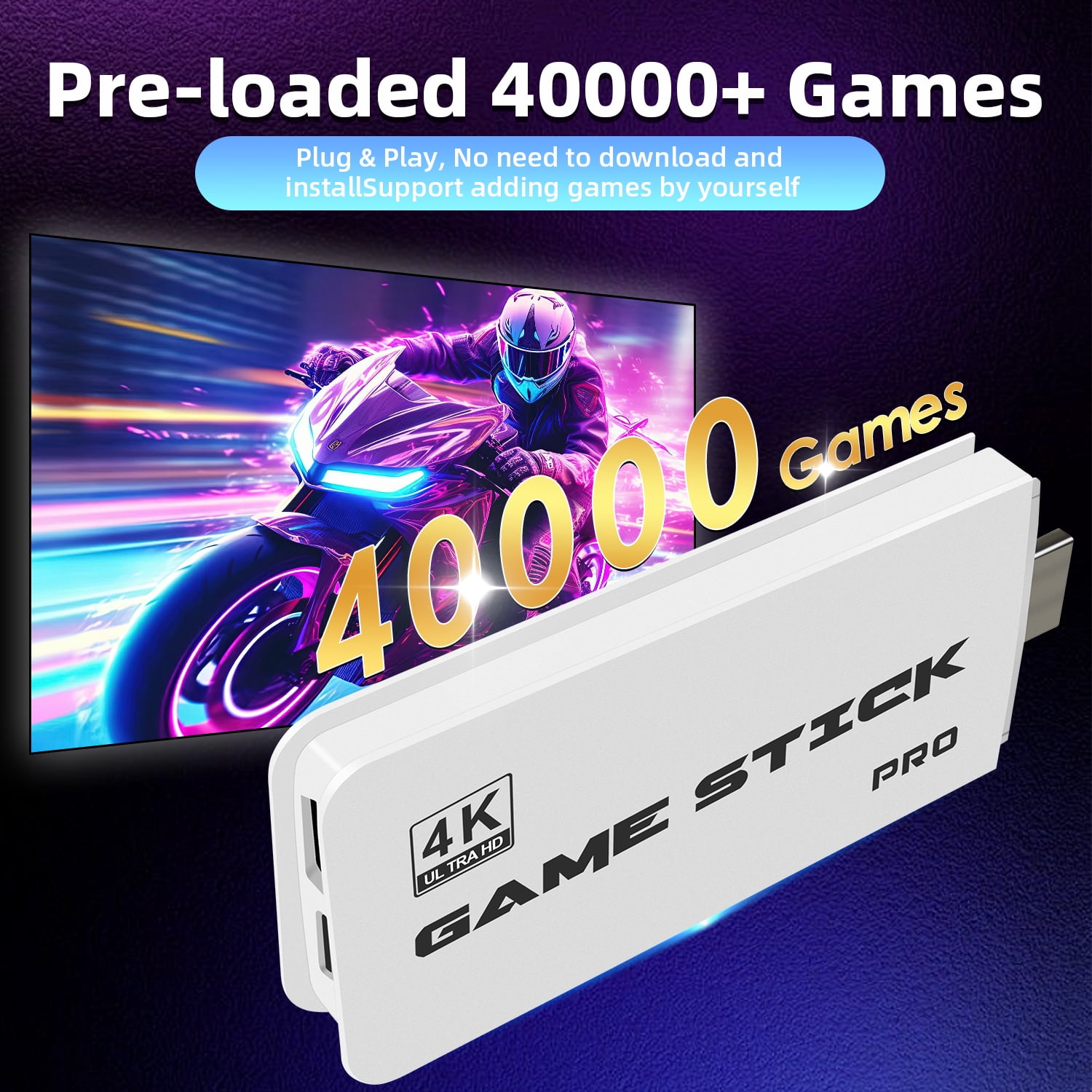 ZDSSY Retro Game TV Stick M8 4K Games Console 64G Dual 2.4G Wireless Controller