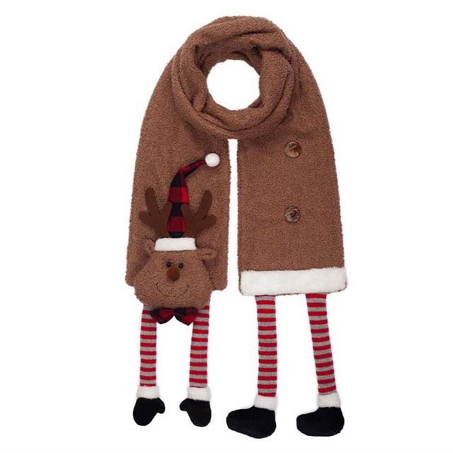 Wosthever Bufanda navideña Elk Bufanda larga de felpa Bufanda cálida de invierno Decoraciones navideñas Regalos para mujeres Hombres Kits de decoración para fiestas Wosthever HA039095-00
