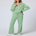 thumbnail image 6 of LYMAYTER S-2XL Women ‌Long Sleeve Sets V-Neck Sweatshirt Wide-Leg Joggers Sets Casual Cozy Outfit, 6 of 9