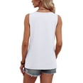 thumbnail image 5 of Ronuti Tank Tops for Women Summer Tops Trendy Dressy Casual Spring Vacation Outfits Crewneck Button Down Sleeveless Shirts White Shirts, 5 of 8