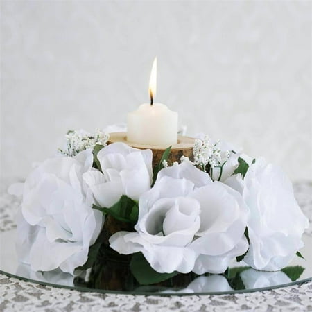 Efavormart 8 Pcs Artificial Roses Flowers Candle Rings For Diy