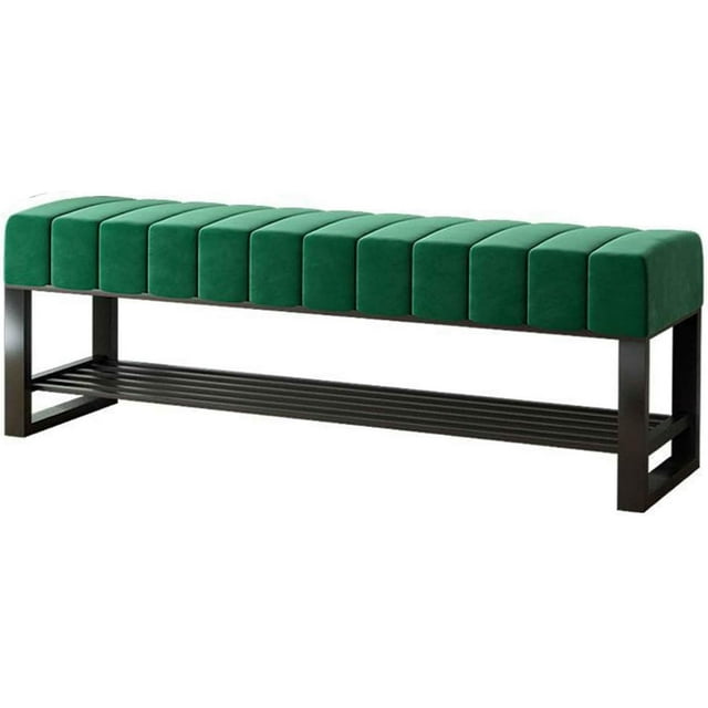 Narrow Bench Narrow Entryway Bench Bench Storage Entryway Benches Velvet Soft Foot Living Room Hallway,Green,60x32x45cm