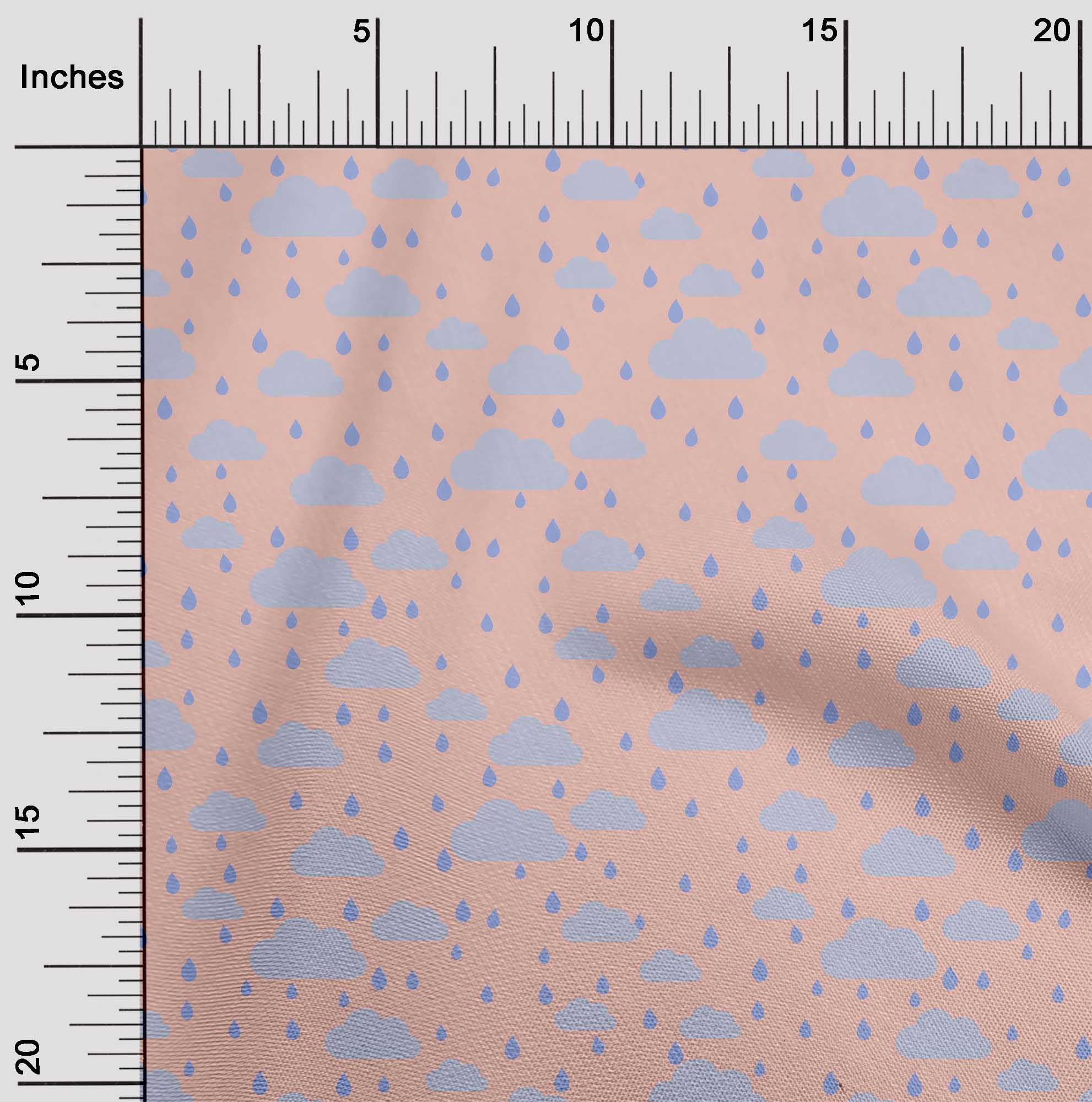 oneOone Viscose Chiffon Fabric Raindrop & Clouds Nature Printed Fabric ...