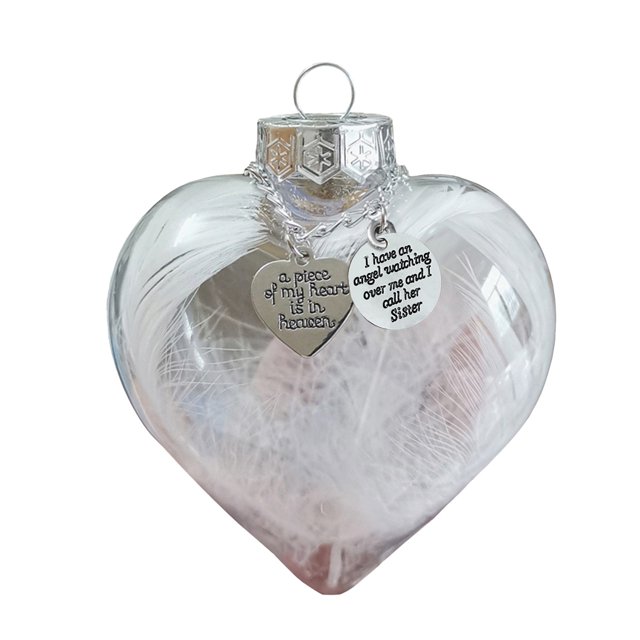 Outfmvch Party Plates Christmas Decorations 1PC Heart Shape A Piece Of My Heart Is In Heave Memorial Ornament Christmas Ornaments Room Decor B