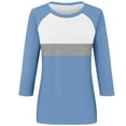 thumbnail image 4 of SEAOPEN 3/4 Length Sleeve Womens Tops Plus Size Raglan Sleeve Baseball Tees Dressy Casual Color Block T Shirts White,XXL, 4 of 5