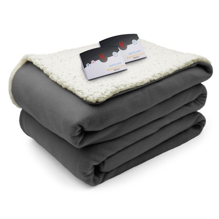 Biddeford Comfort Knit Fleece Sherpa Electric Heated Blanket