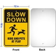 thumbnail image 2 of Slow Down Kids and Pets at Play Signs, 18" x 12" Reflective Metal Safety Sign for Neighborhood Driveway or Yard, 40Mil Rust Free Aluminum Weather Resistant Waterproof, 2 of 5