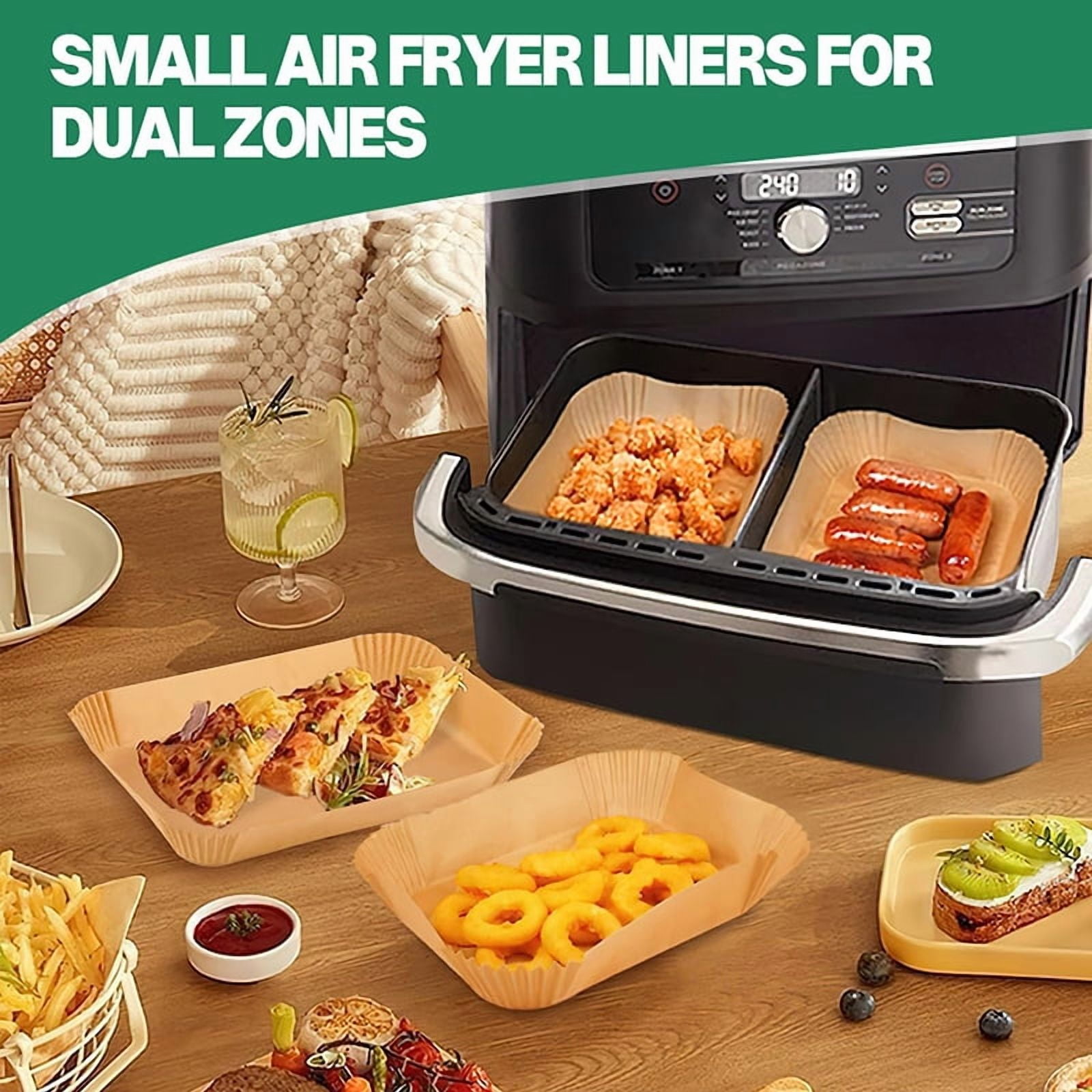 Large Disposable Air Fryer Paper Non-Stick Rectangle Airfryer Baking Liners Oilproof Oven Mat for Ninja Foodi DualZone Basket