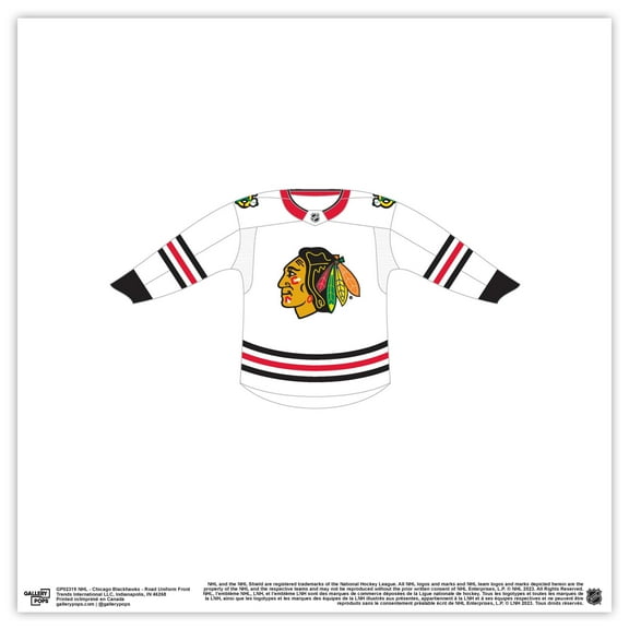 Gallery Pops NHL - Chicago Blackhawks - Road Uniform Front Wall Art, Unframed Version, 12" x 12"