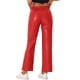 thumbnail image 3 of Pantalones de cuero sintético DARING DIVA para mujer, de cintura alta, pierna recta, estilo punk, PU, talla XL, rojos, 3 of 6
