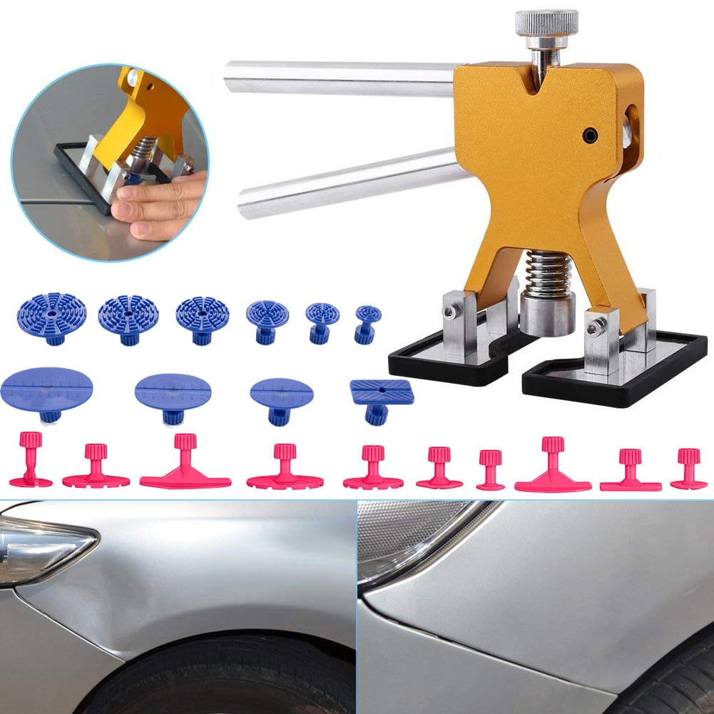 Car Dent Puller Kit with Adjustable Golden Dent Lifter Puller and Bridge Dent Puller for Car Body Hail Dent Removal Dent Remover Automobile Body Repair 43PCS Paintless Dent Repair Kit 